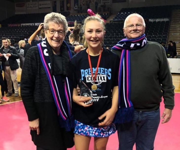 Georgie Horjus with her grandparents Jill and Vic